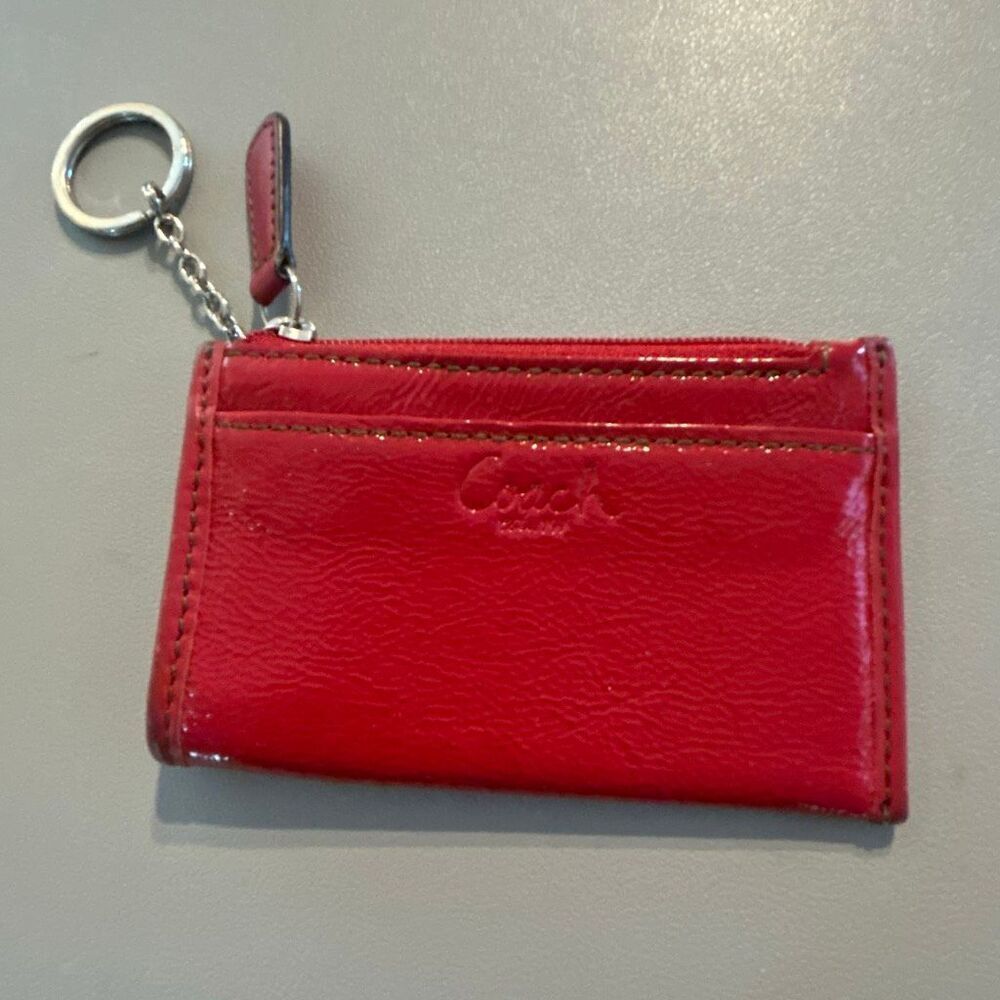 COACH Red Patent Leather ID  Holder/Keychain